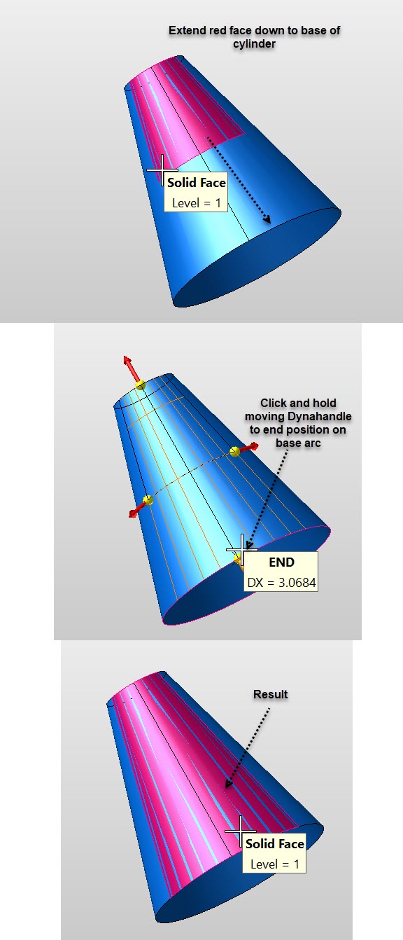 KeyCreator Pro Modify Surface Extend Dynamic: