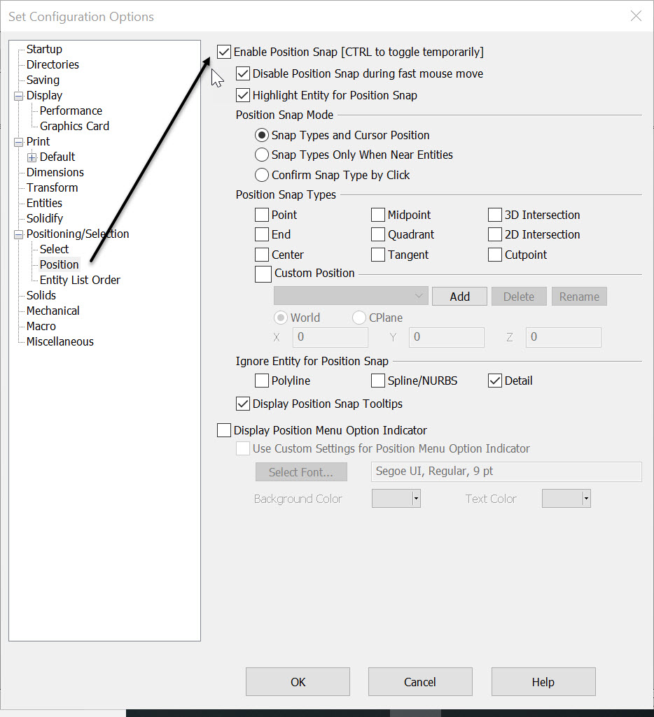 KeyCreator General Position Snap Enable