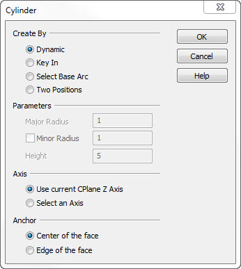 KeyCreator Cylinder Dialog