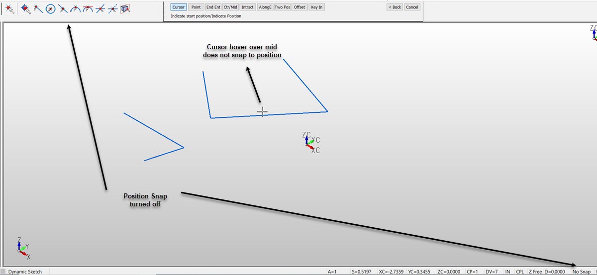 KeyCreator Drafting General Selection Position Snap example