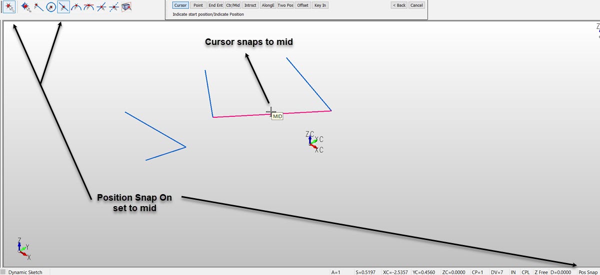 KeyCreator Drafting General Selection Position Snap example 2