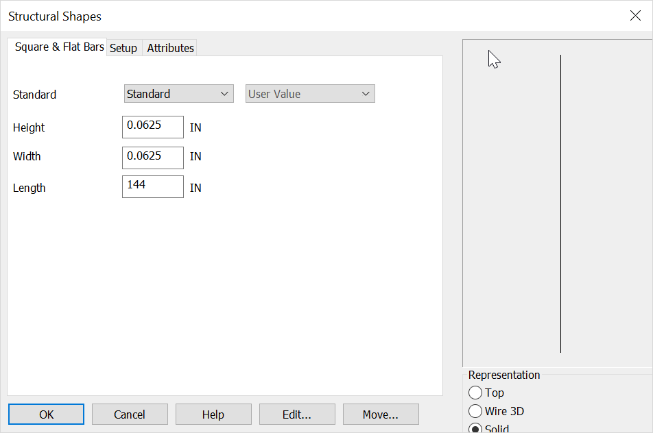 KeyCreator Tools Structural Shapes Rectangular Bar Options