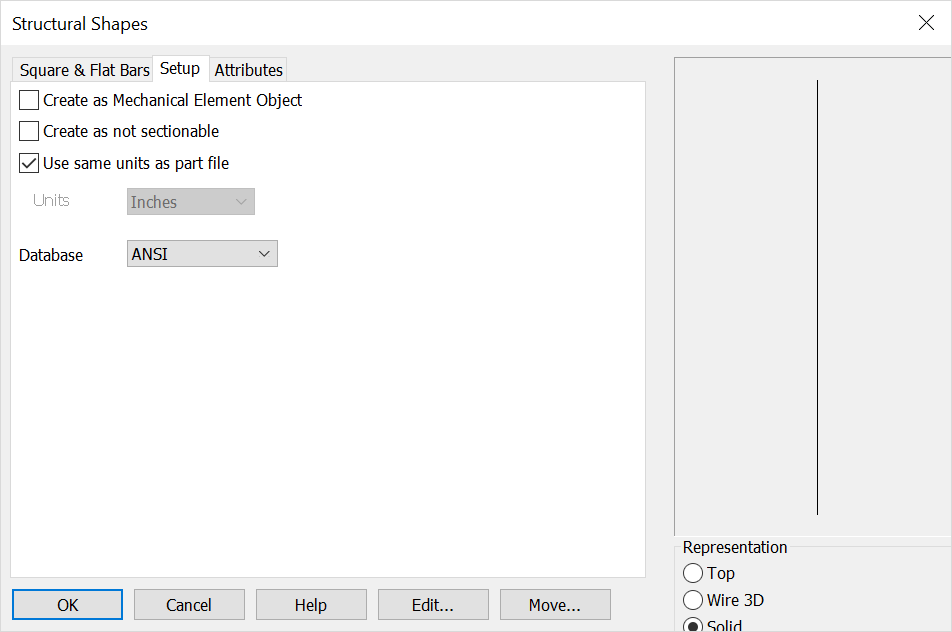 KeyCreator Prime Mechanical Structural Shapes Setup Options