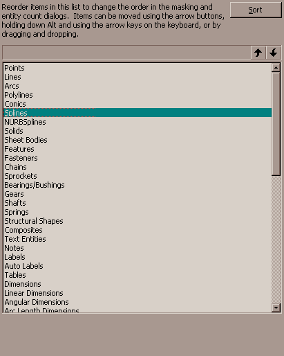 KeyCreator Tools Options Entity Sort