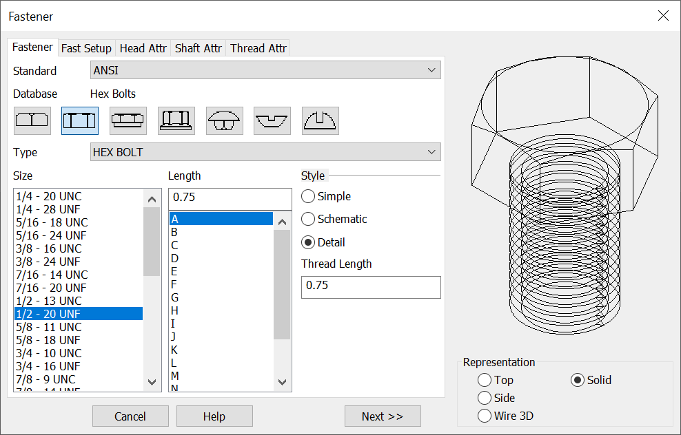 KeyCreator Pro Tools Fastener Set Dialog 1