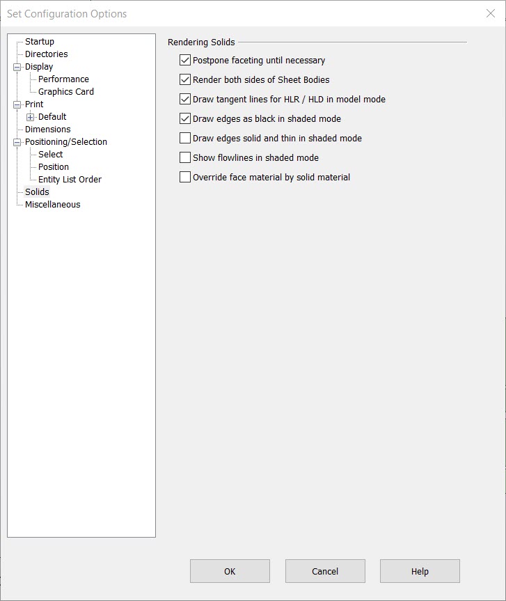 KeyCreator Viewer Application Options Solids