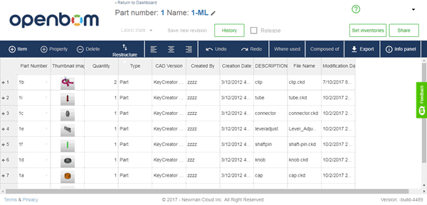 KeyCreator Tools Open BOM Dashboard