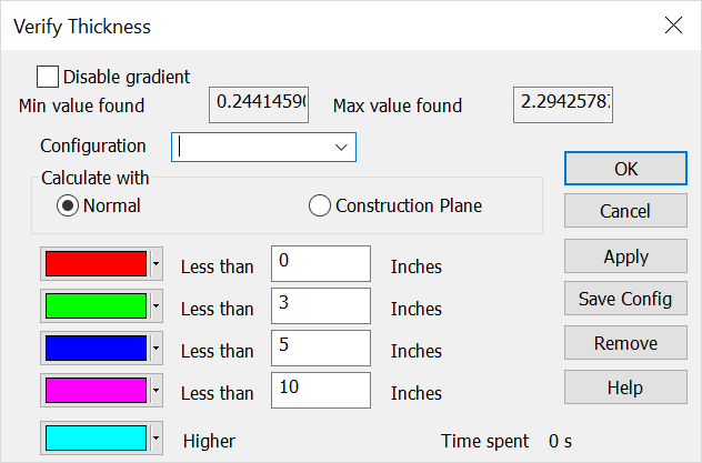 KeyCreator Verify Thickness Distance Dialog