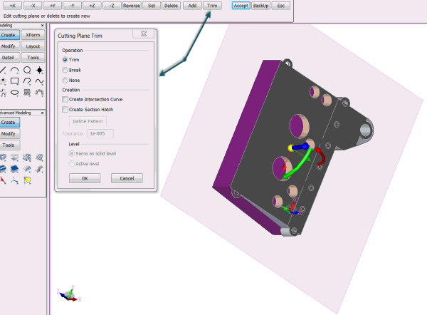 KeyCreator Drafting Cutting Plane example
