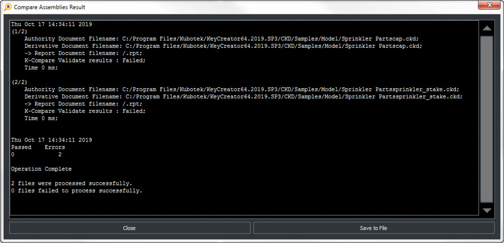 KCompare Revision Assembly Compare Summary Results 2