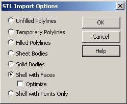 KeyCreator Drafting Import STL options