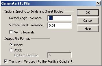 KeyCreator Export STL options