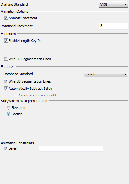 KeyCreator Tools Options Mechanical dialog