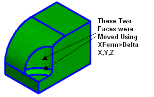 KeyCreator Modify Solid Face Transform example 2