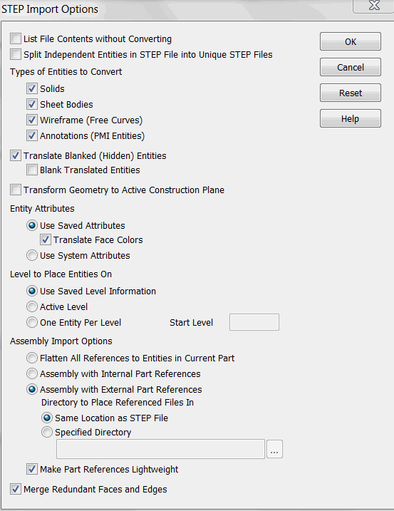 KeyCreator Import STEP options